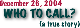 December 26, 2004
      WHO TO CALL?
                                (a true story)